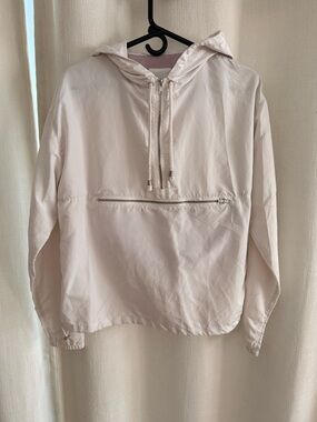 Thread & Supply White Hooded Anorak Pullover windbreaker